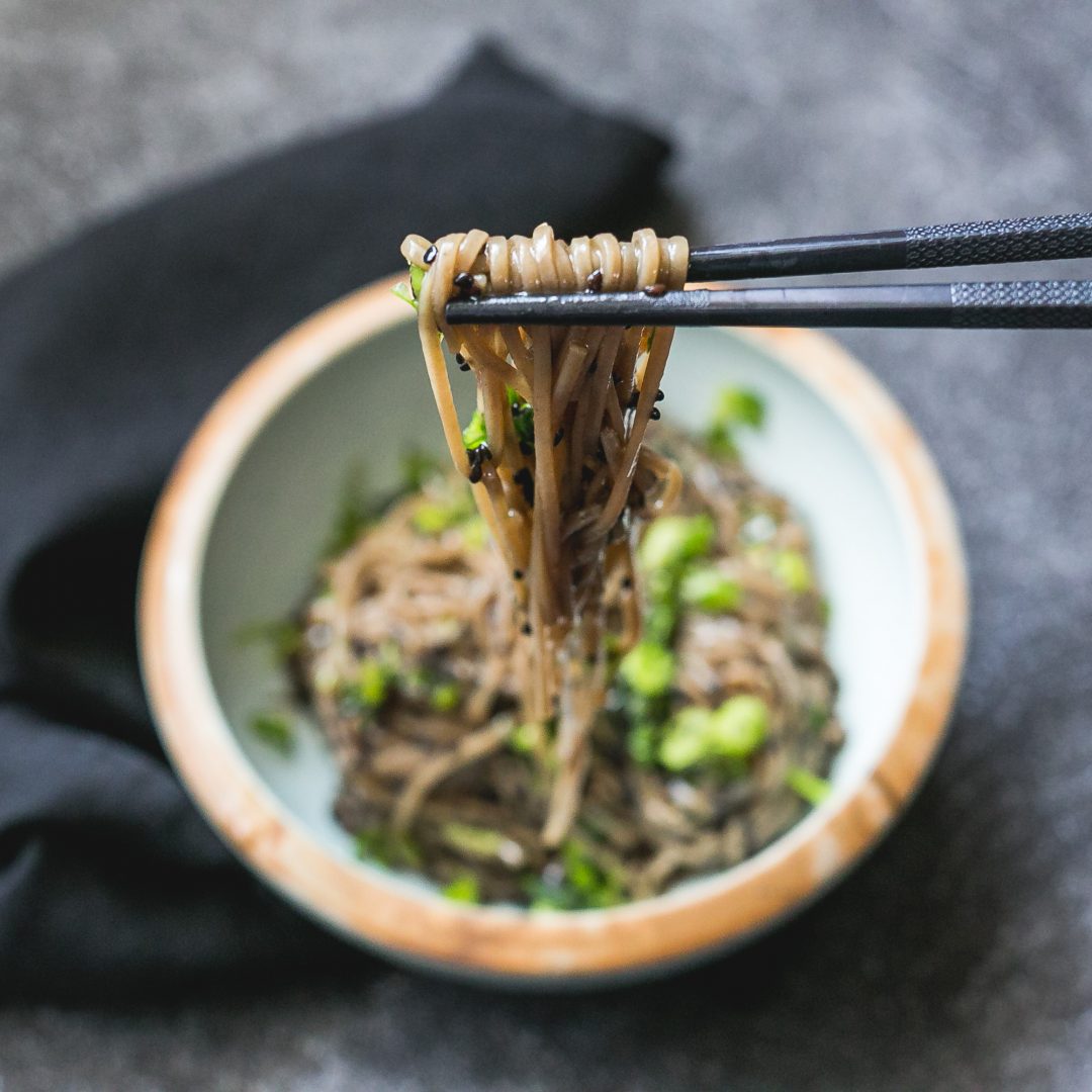 Soba Noodles with SesameGinger Sauce AvocadoBanane